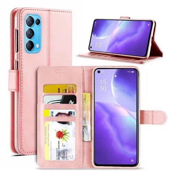 Oppo Find X3 Lite Wallet Case Flip Leather Card Slots Cover (Rose Gold) Oppo Find X3 Lite Wallet Case Flip Leather Card Slots Cover (Rose Gold)